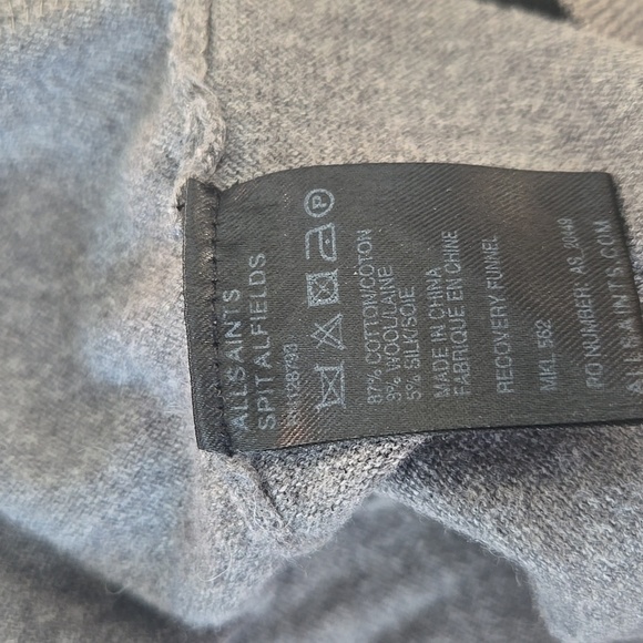 All Saints Gray Recovery Funnel Neck Sweater Size Medium - Picture 7 of 14
